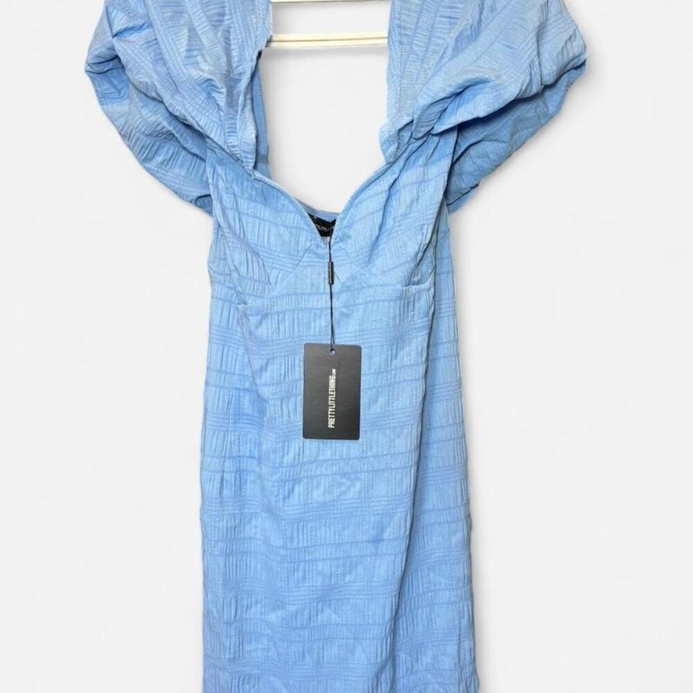 PRETTYLITTLETHING Women's Bodycon Dress 16 Blue Multi-Color Textured